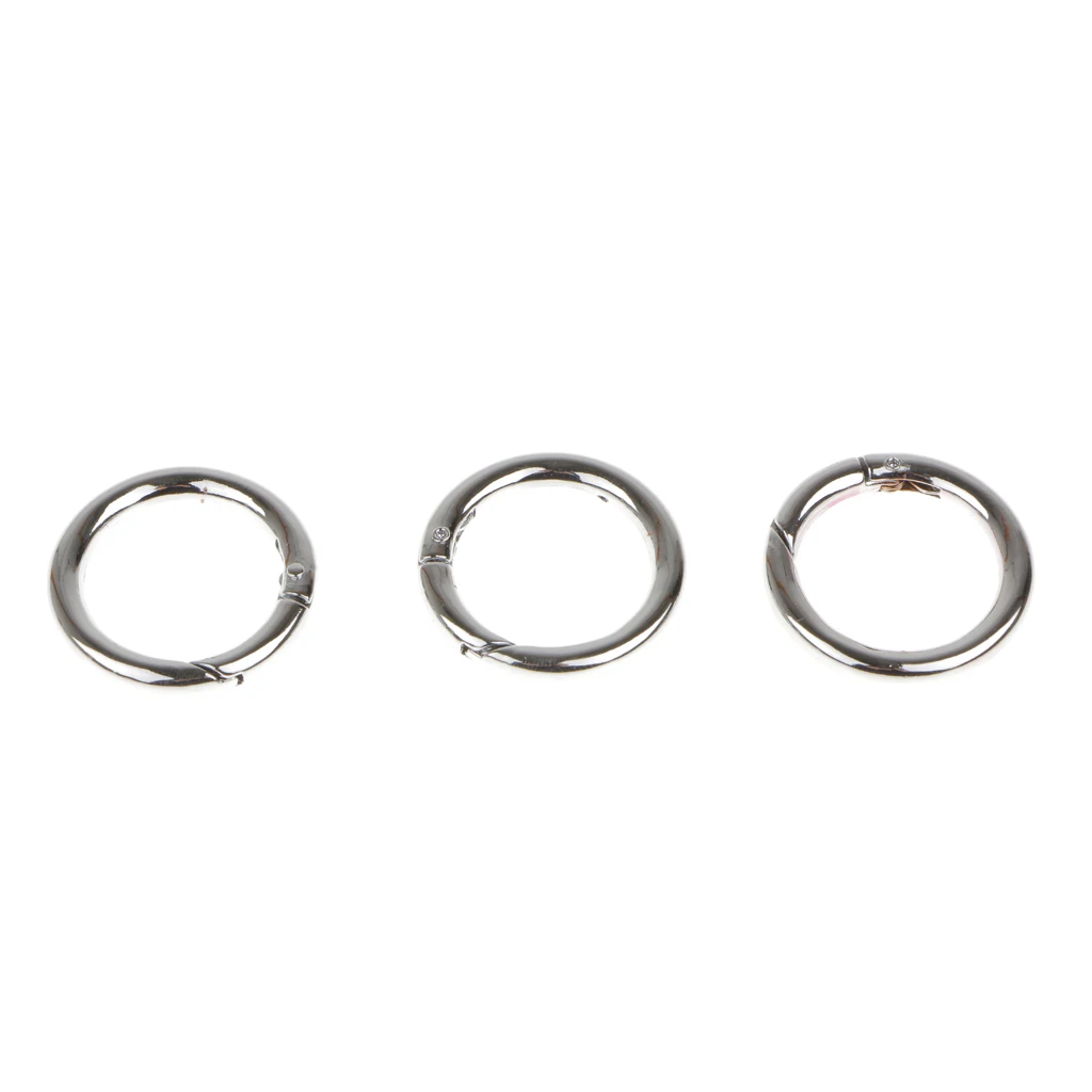 3pcs 35mm Silver Plated Alloy Round Spring Snap Hooks Clip for Outdoor Camping Accessory Firm and Longlasting