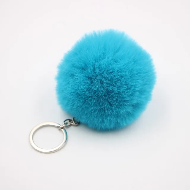 Nihaou Fashion Fox Faux-Fur Pom Pom Keychain – Stylish and Cute for Keys or Bag!, Grey