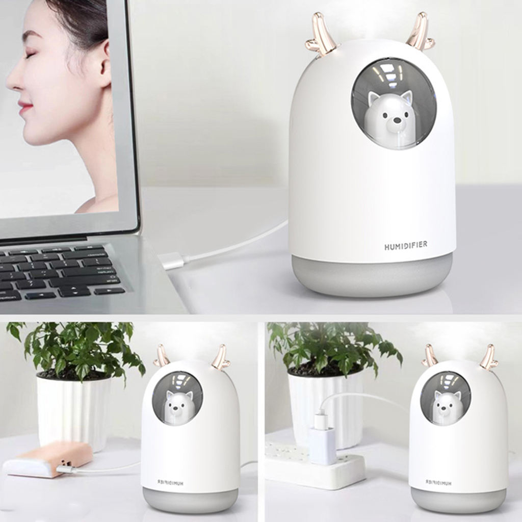 Home Appliances USB Humidifier 300ml Cute Pet Ultrasonic Cool Mist Aroma Air Oil Diffuser Romantic Color LED Lamp Humidificador