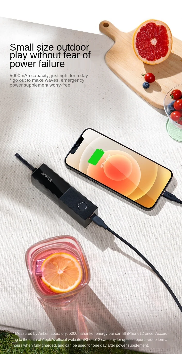 power bank portable charger Anker A1633 energy bar super charging treasure is small and carries plug charger head. Iphone13 can be used for fast charging in power bank best buy