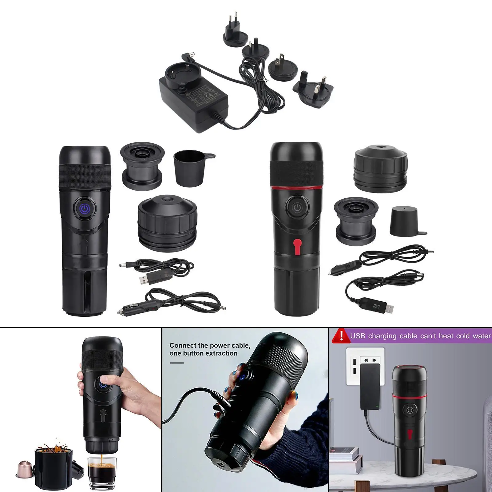 Portable Coffee Machine Electric Espresso Machine for Car Camping 80W 80ml Capsule Coffee Machine Coffee Powder