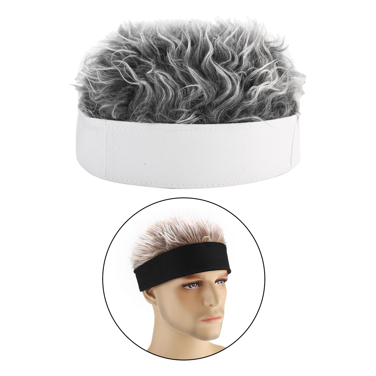 Unisex Men Women Sailor  Landlord Hat Roll Up Retro Brimless False Hair 