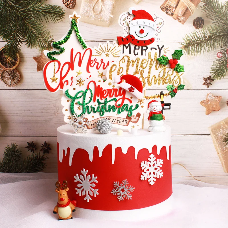 Creative Party BX338 Snowman and Merry Christmas Cake Toppers 2 Pcs