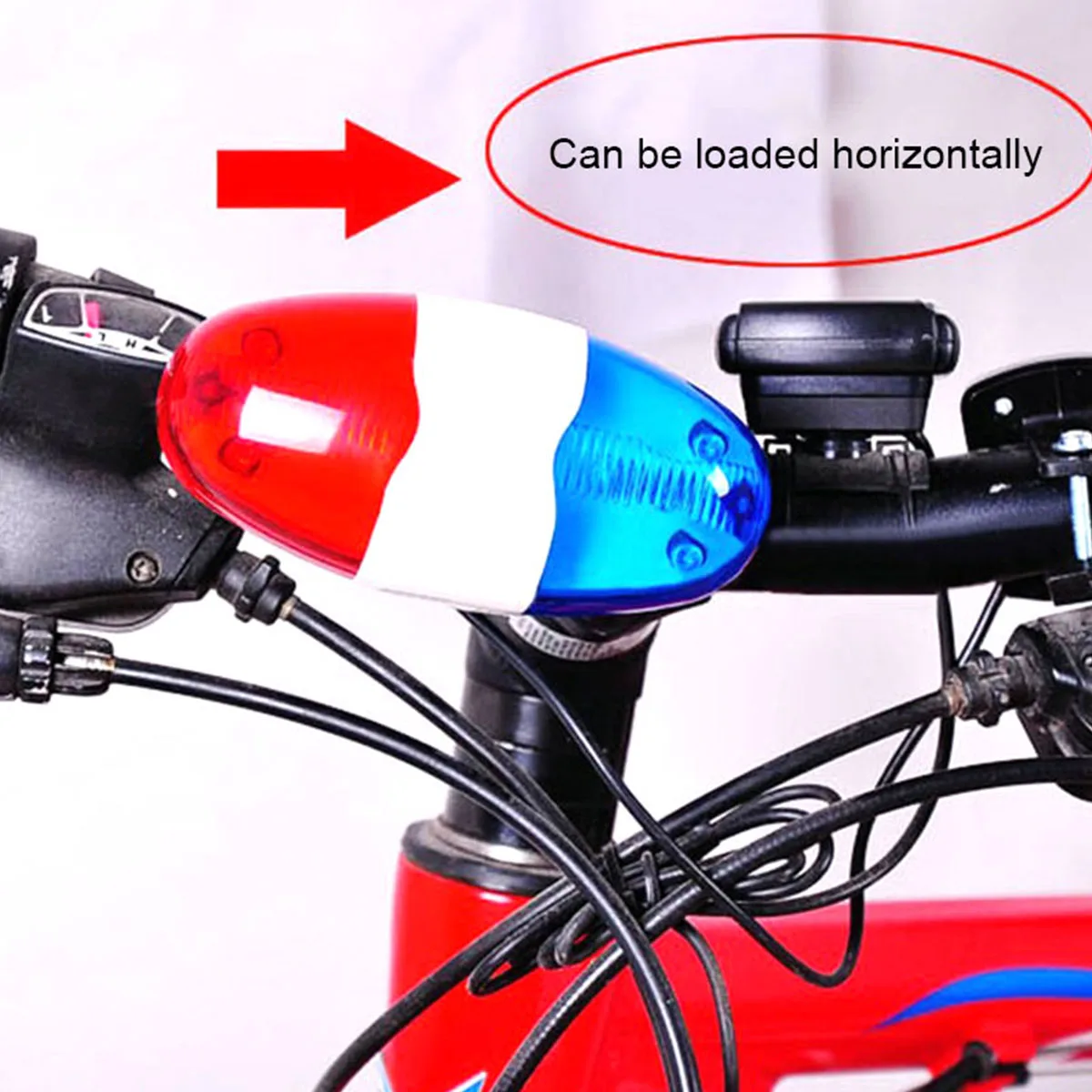 6 LED Fahrrad Polizei Vorder Licht Warnung Sirene Elektrisch Hupe Klingel 