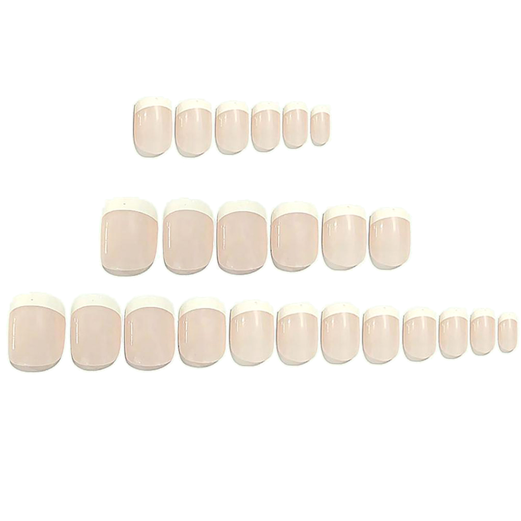 24pcs French Style Short False Nails Full Cover Nail Art Tips Light Pink