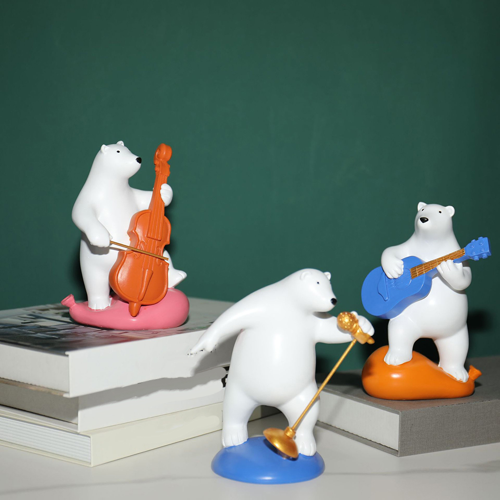 Cute Bear Statues Resin Crafts Indoor Living Room Collecitble Figurine Baby Room Sculpture Gift Office Countertop Shop Accent