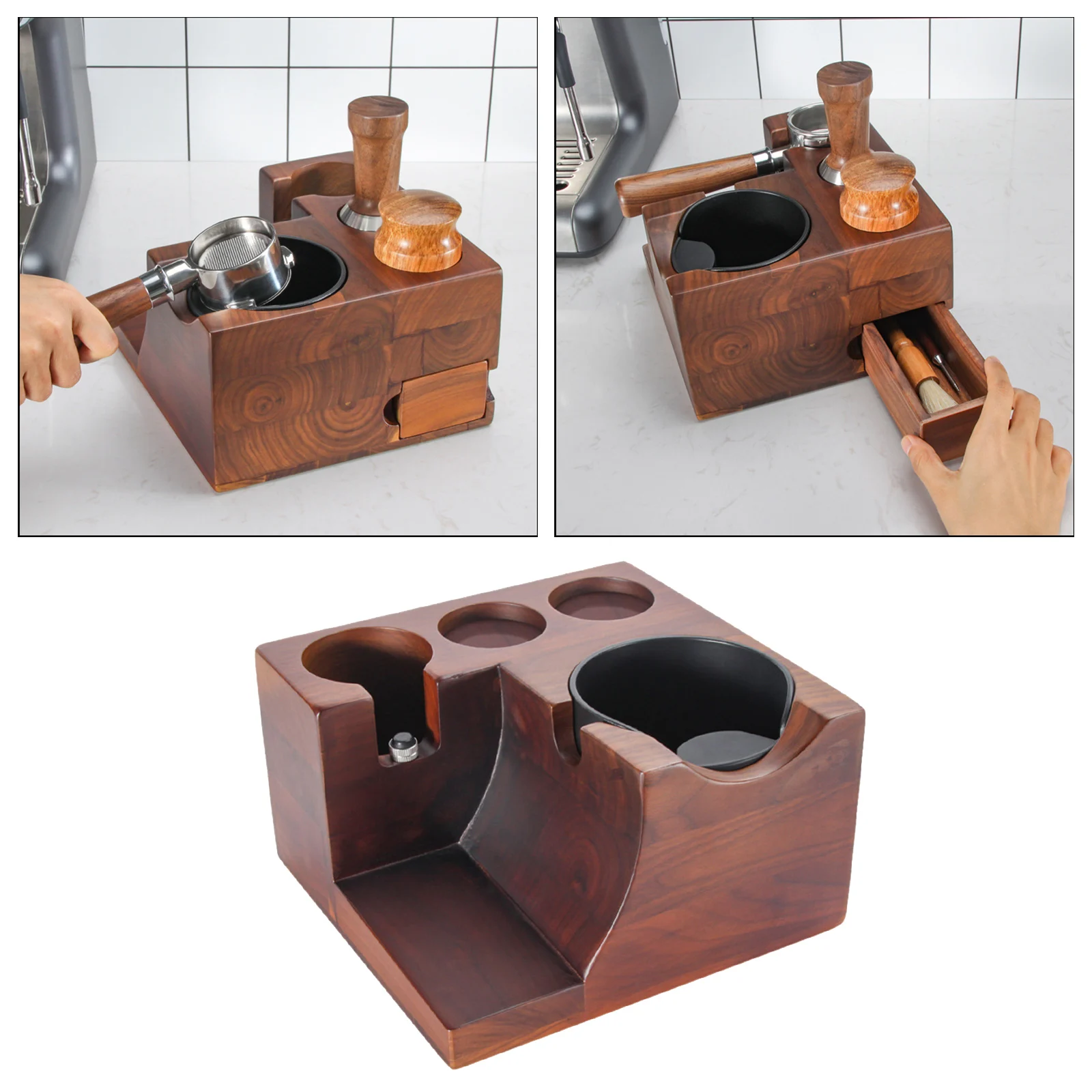 Wood Coffee Filter Tamper Holder Espresso Tamper Mat Stand Slag Box Coffee Accessories