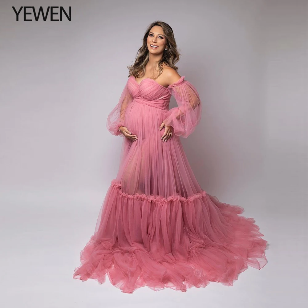 Elegant Off The Shoulder Evening Dresses Long  Maternity Gowns for Photoshoots Pregnancy Gown Photography Baby Show Dress 2021 dinner gown