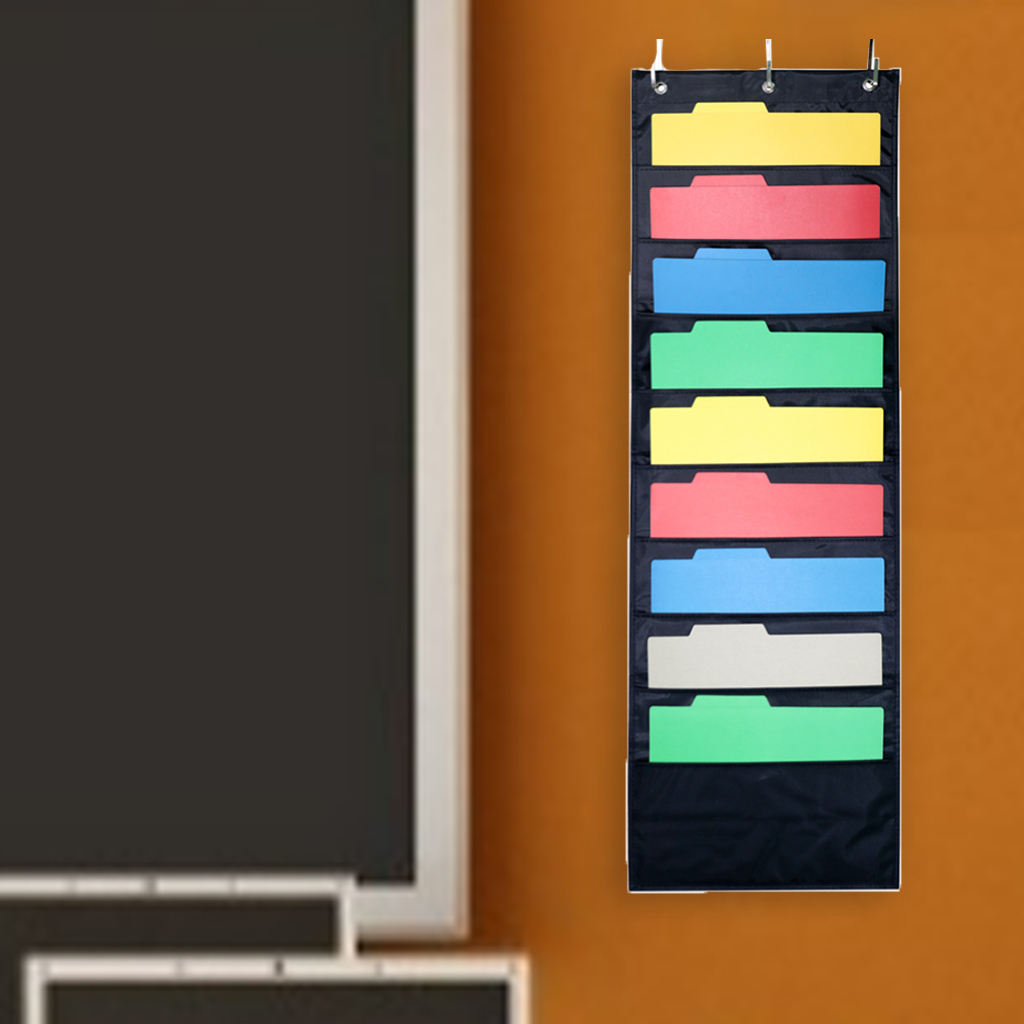 Over The Wall Hanging File Folder Organizer Storage Pocket Chart for Office Home Classroom 10 Pockets for Keeping Files Neatly
