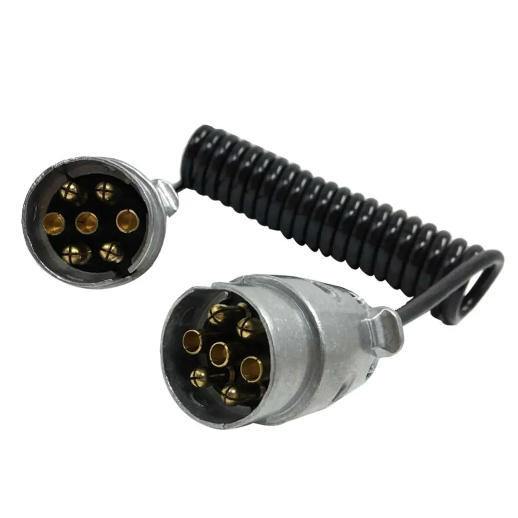 7 Pin Metal Plug Trailer Wiring Cable Connector 12N Type 2 x 7 Pin Plugs