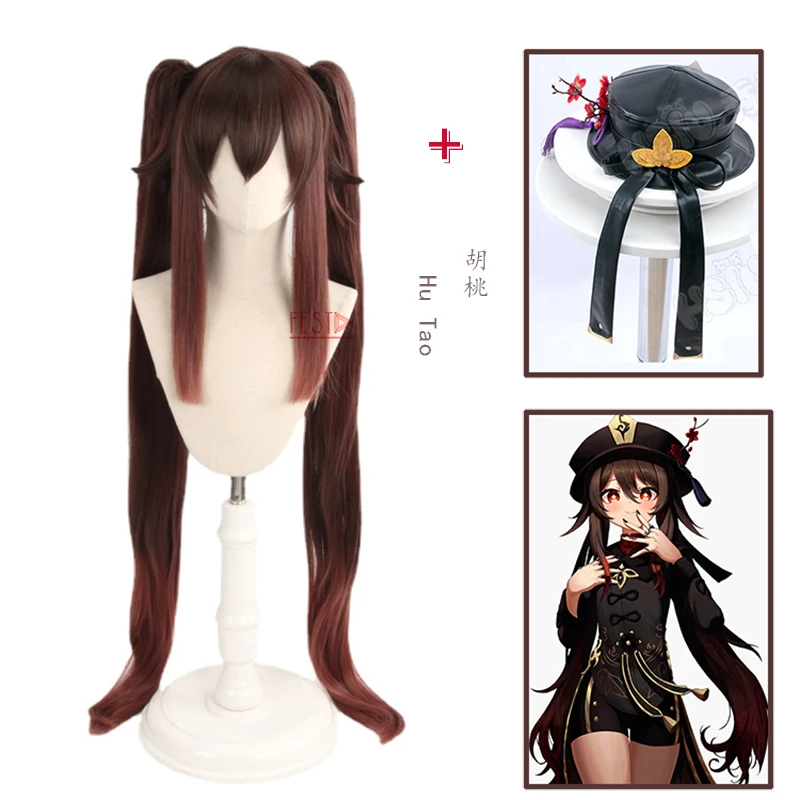 Game Genshin Impact Hutao Cosplay Wig Hat Anime Heat-resistant Fiber Hair +  Free Wig Cap Chinese Style Halloween Party Women - Cosplay Costumes -  AliExpress