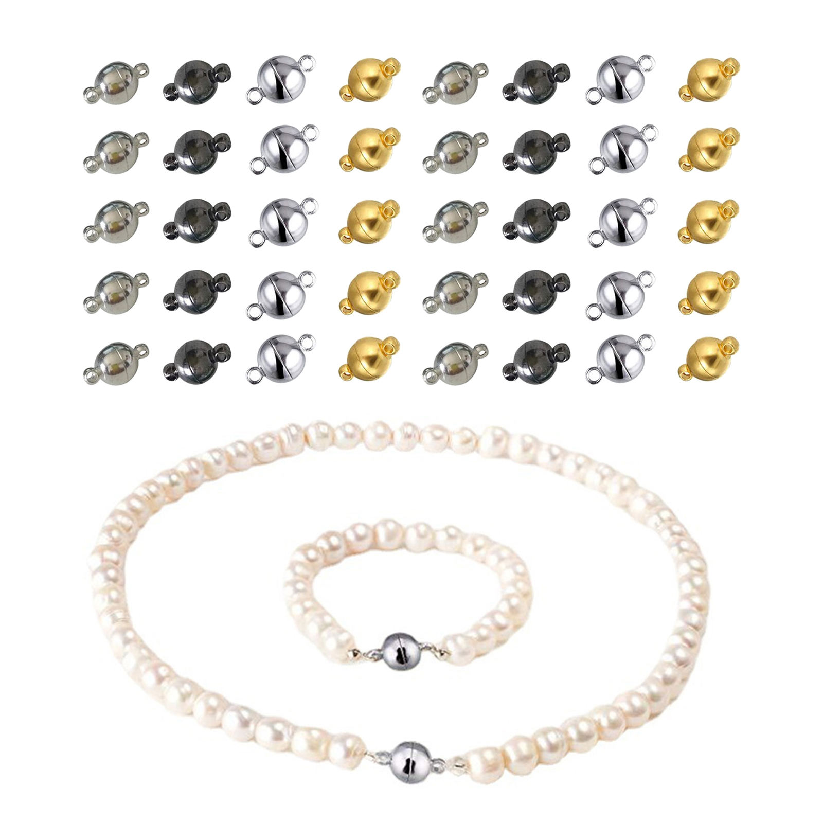 20/40 Pcs Round Brass Magnetic Clasp Small Jewelry Magnetic Bead Clasp for Bracelet Crafts Making Supplies
