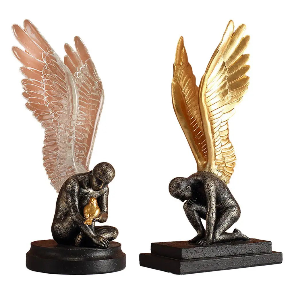 Redemption Angel Statue, Resin Angel Sculpture with Open Wings, Home Gardening Decoration, Decorative Statue, Ornaments