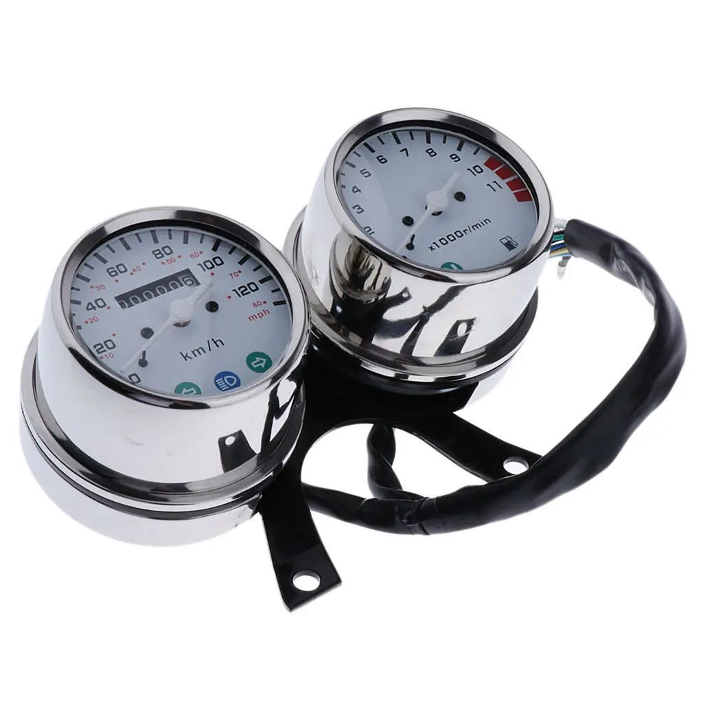 Motorcycle Dual Mechanical Odometer Speedometer and Engine Speed Instrument