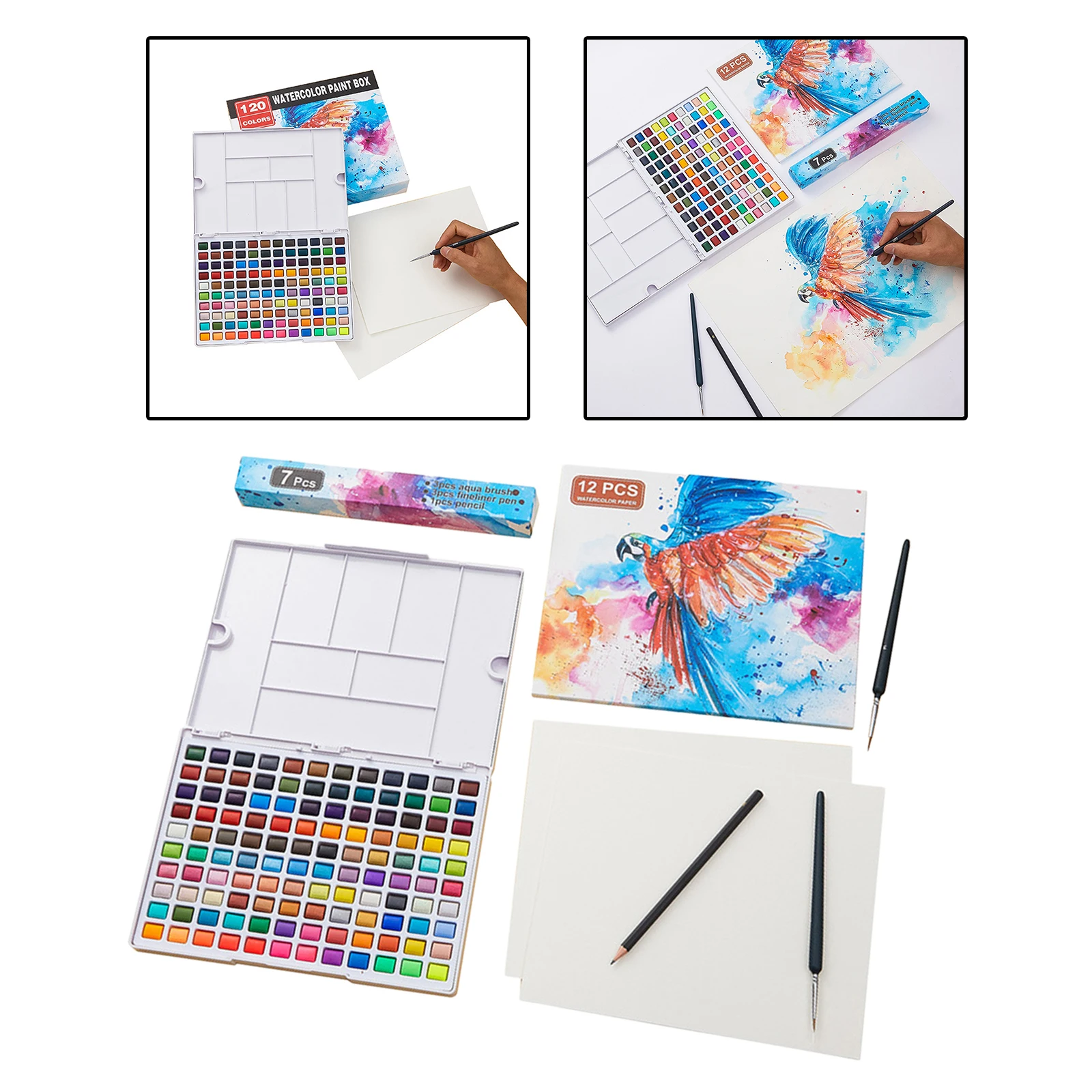 120Color Pro Watercolor Paint Set Washable Vibrant Pigment Pens Paper for Kids Adults Artists Preschool Party Favors Painting