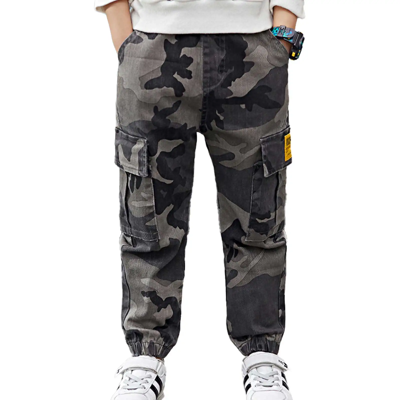 Agoky Pantalones de Combate para Niños y Niñas Moda Pantalon Cargo de Camuflaje Militar Pantalon de Danza Hip Hop Deportivo Chicos 5-14 años
