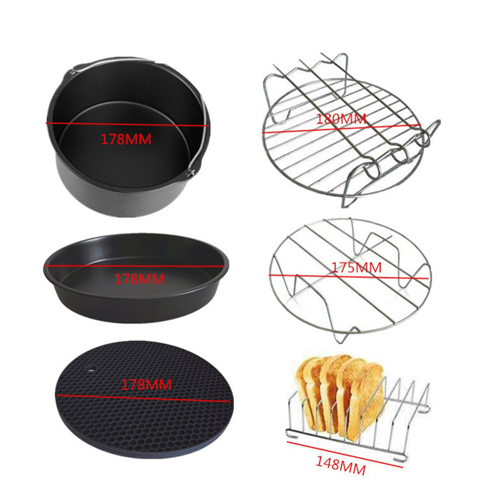 Air Fryer Accessories 7 inch 12 pcs Pizza Pan Metal Holder Silicone Oil Brush Pan Gripper