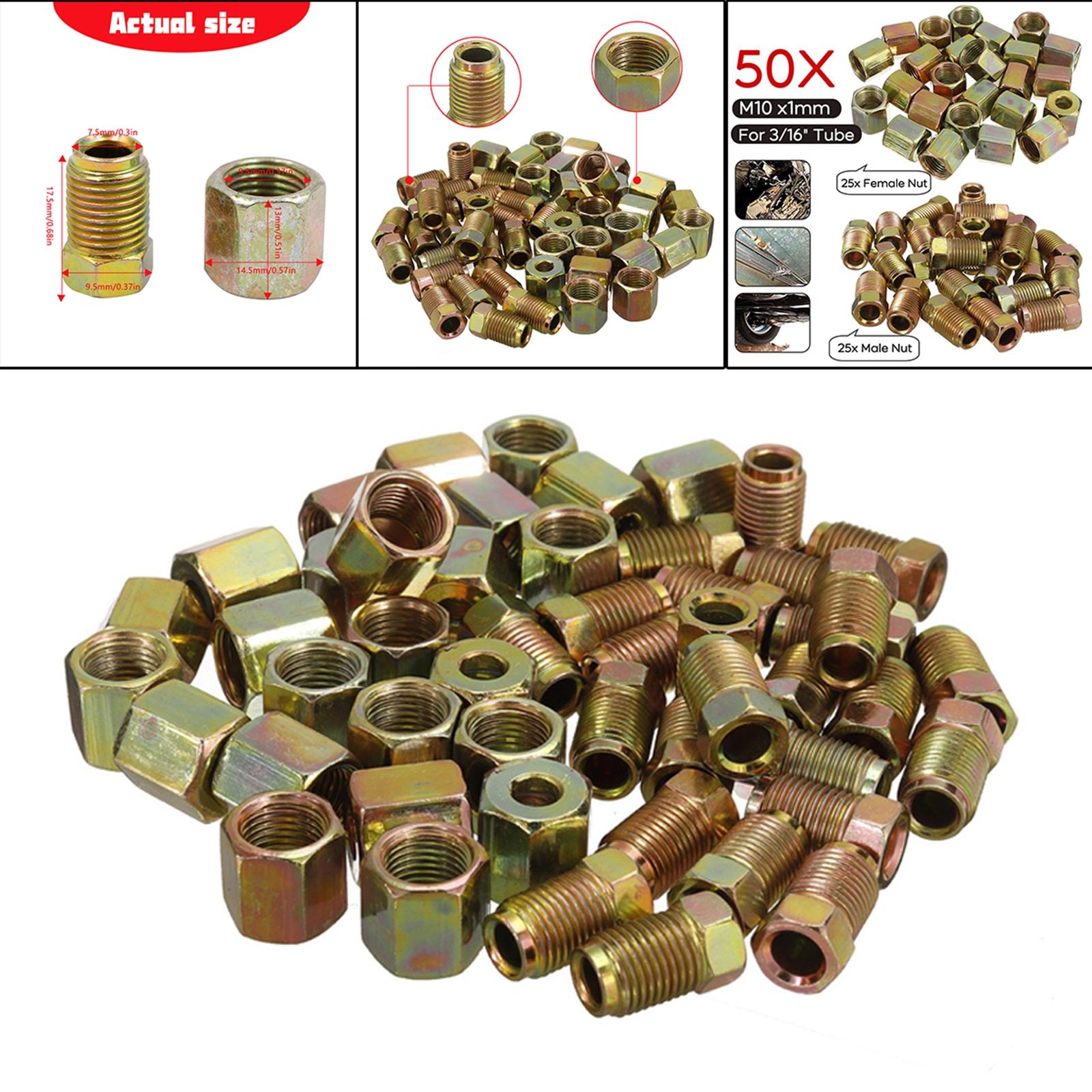 50x Brake Pipe Fittings Adapter for 3/16 Inch Brake Line Tube Replaces