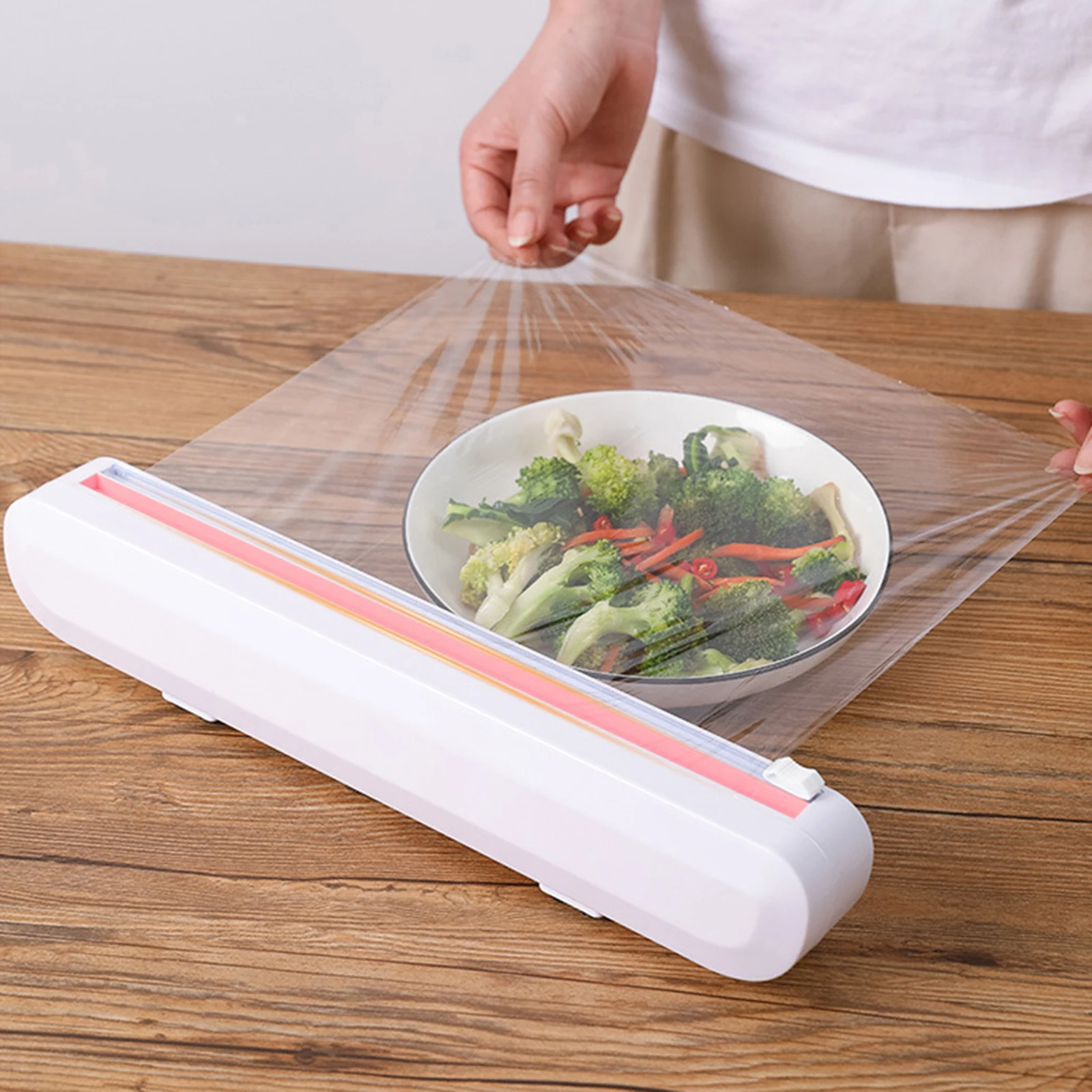 Food Wrap Dispenser Foil Cling Film Cutter Storage Holder Box for Kitchen