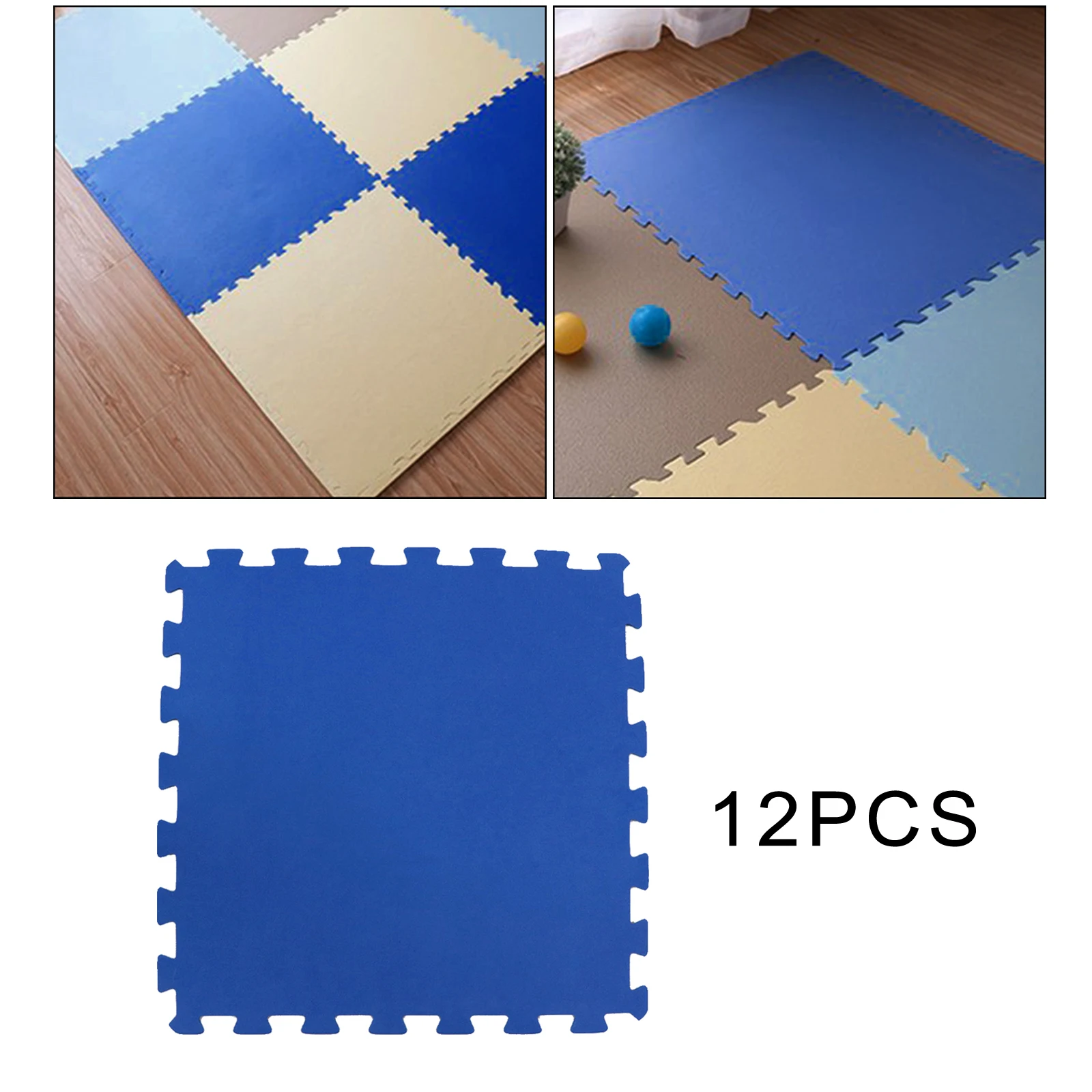 12 Pcs Interlocking Puzzle Mat Waterproof Flooring Padding Tiles Play Mat Baby Crawling Pad 50x50cm