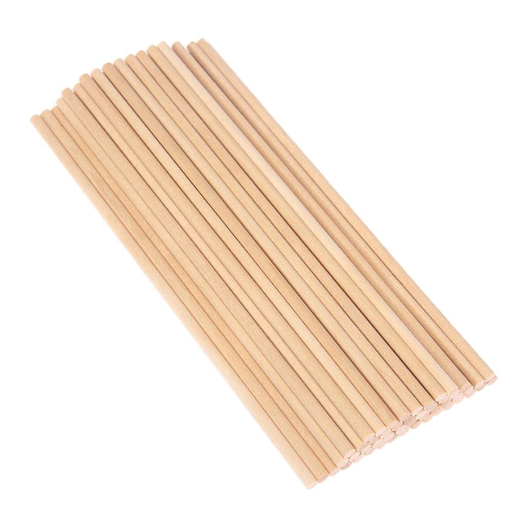50x Wood Rods for Crafts Natural Craft Wood Pieces DIY Model House Ship Aircraft