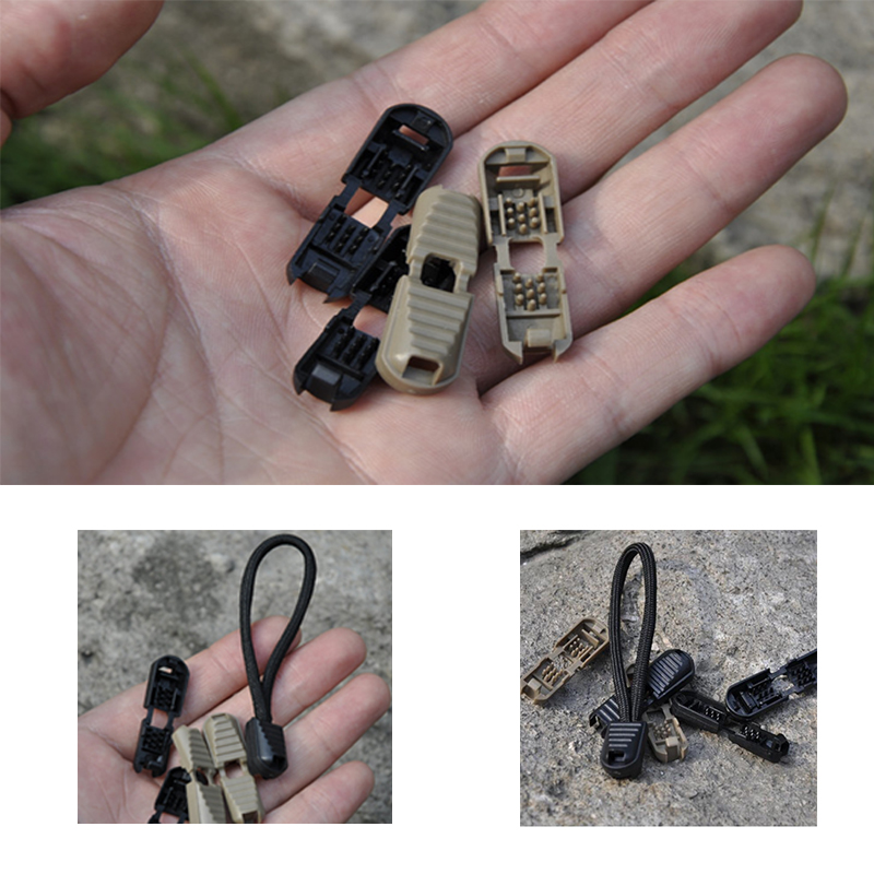 10x Black Plastic Zipper Pull Cord Ends Lock Stopper for Travel Packages, Hard Nylon Plastic, Detachable and Reusable