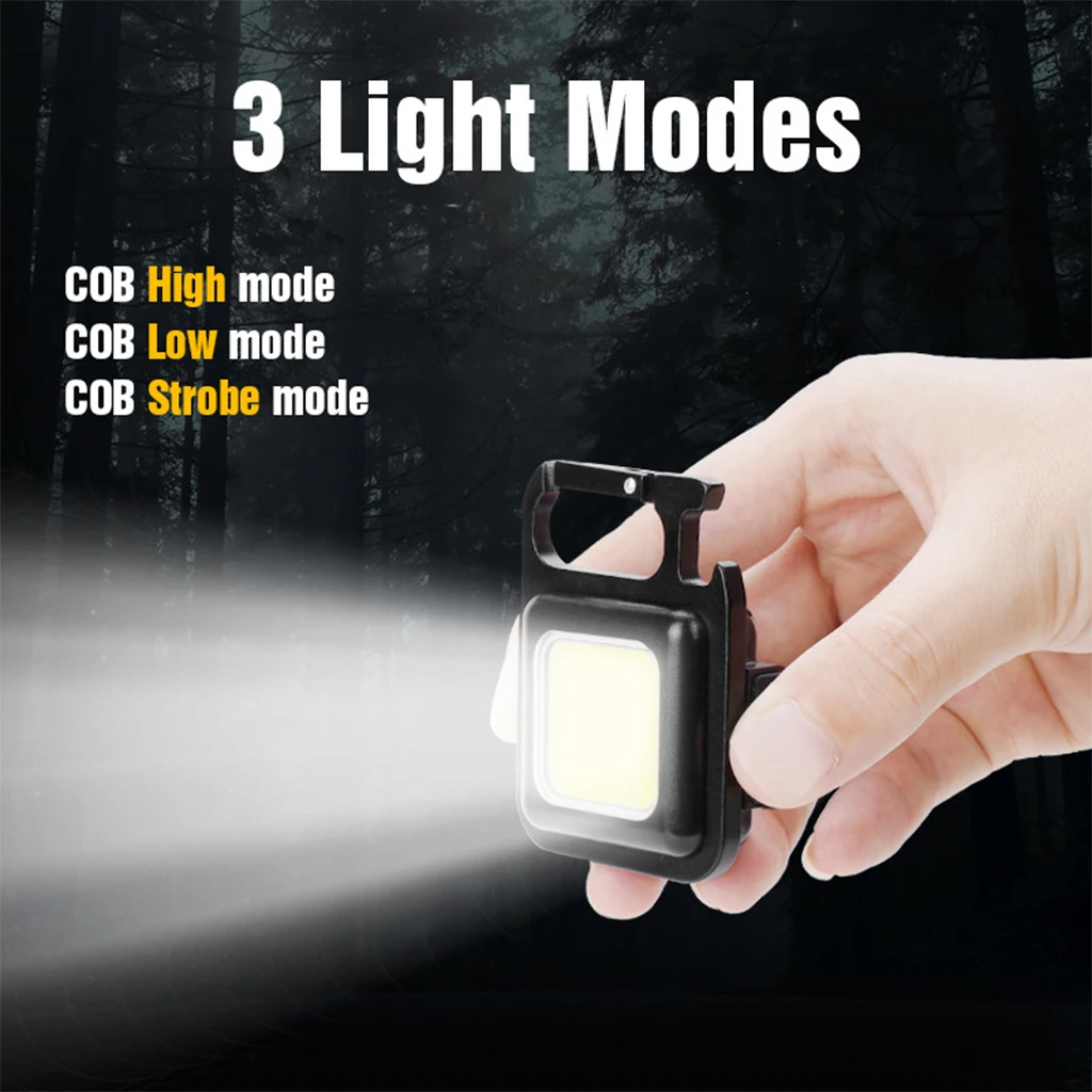 Waterproof COB Small Flashlights Emergency Light Bottle Opener 500 Lumens LED Work Light Pocket Light for Outdoor Fishing