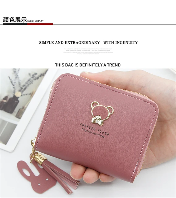 Fashion Women PU Leather Coin Purse Lovely Round Zipper Short Small Wallet  Japanese Korean Style Key Card Bag Headset Bags - AliExpress