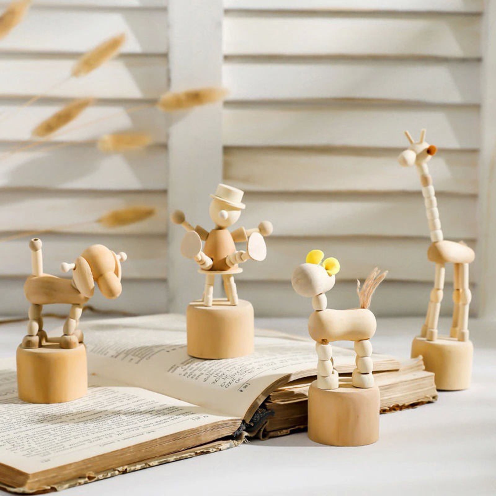 Puppet Animal 4-17cm Desktop Traditional Giraffe Puppy Pony for Room Xmas Christmas