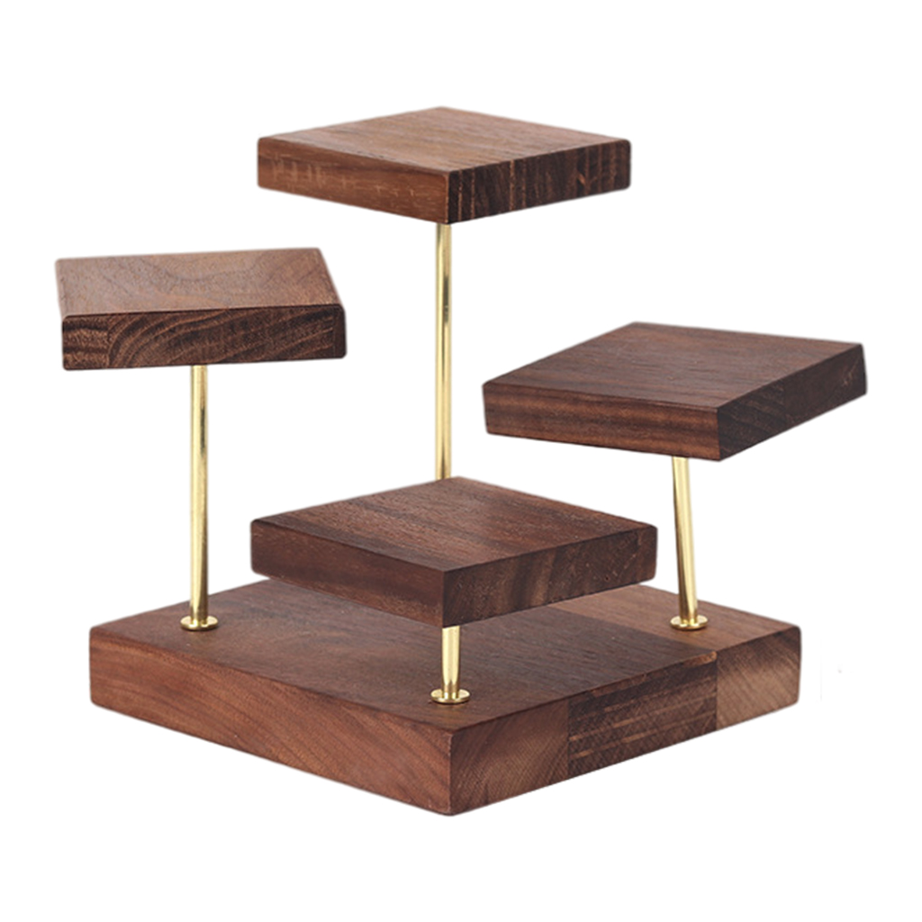 Versatile High-end Walnut Jewelry Display Stand Shelf Rotatable Photo Props for Rings Earring Storage Bracelets Pendant Necklace