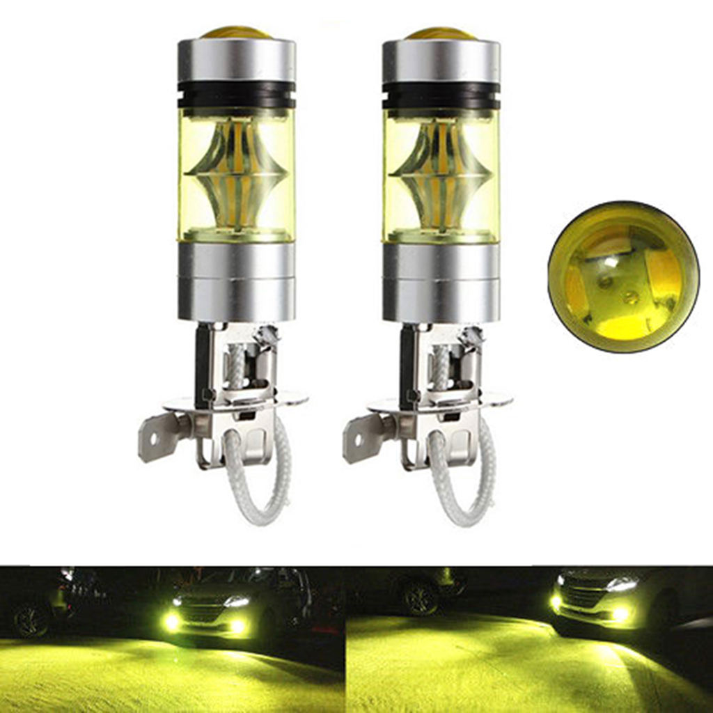 2PCS   100W 2323 LED 4300K YELLOW Projector Fog Driving Light Bulbs