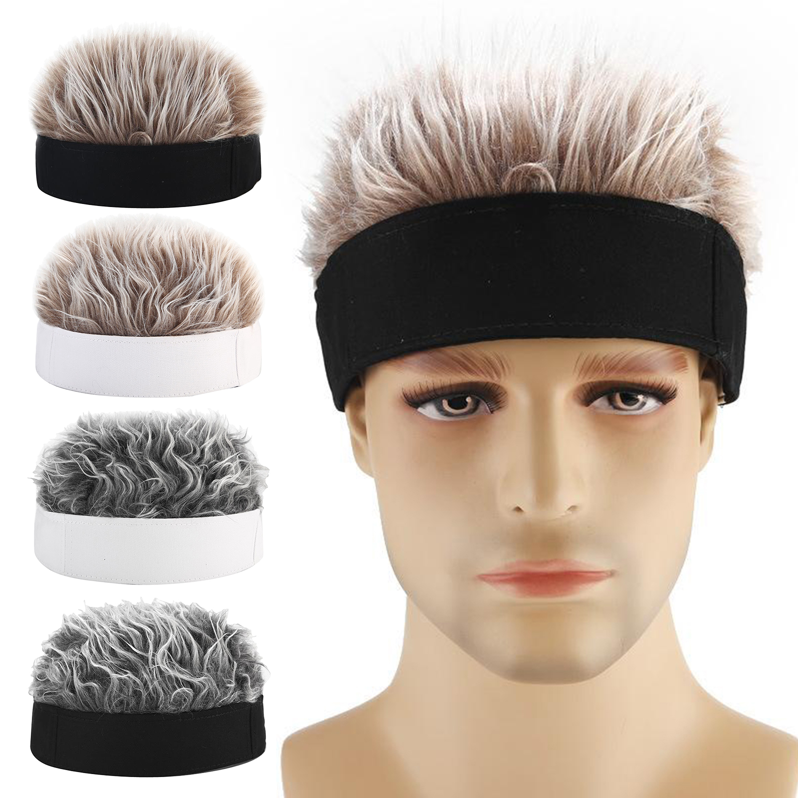 Unisex Men Women Sailor  Landlord Hat Roll Up Retro Brimless False Hair 