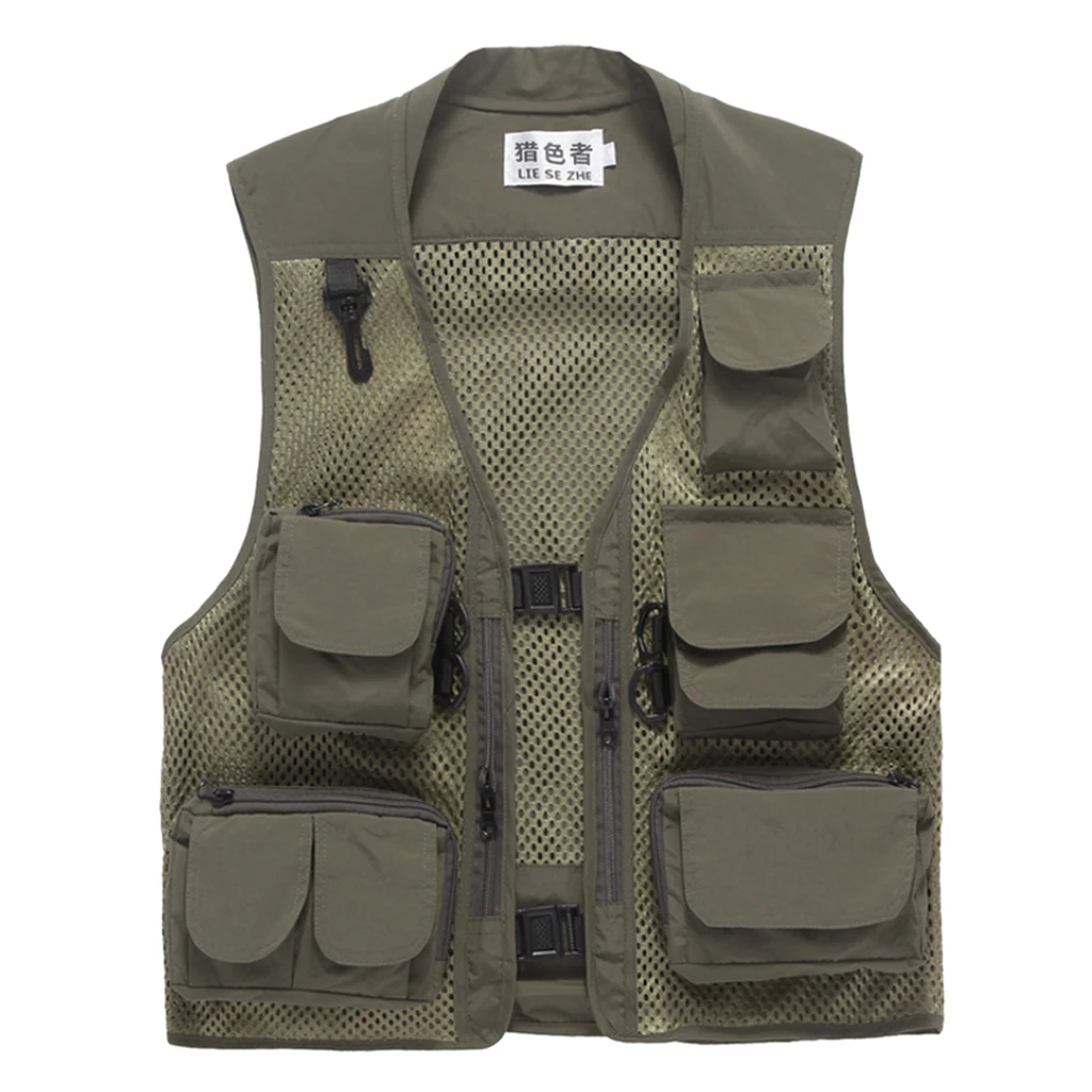 Fishing Vest Waist Adjustable Multi Pockets Sleeveless Jacket for