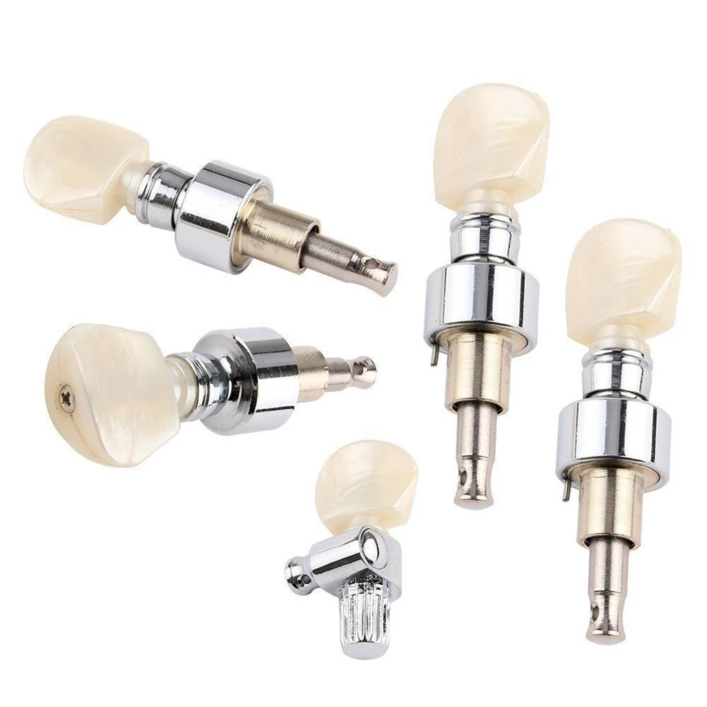 5Pcs 5 String Banjo Replacement Peg/Key Pearled Machine Head Square Button Tuning Tuner Machine Heads
