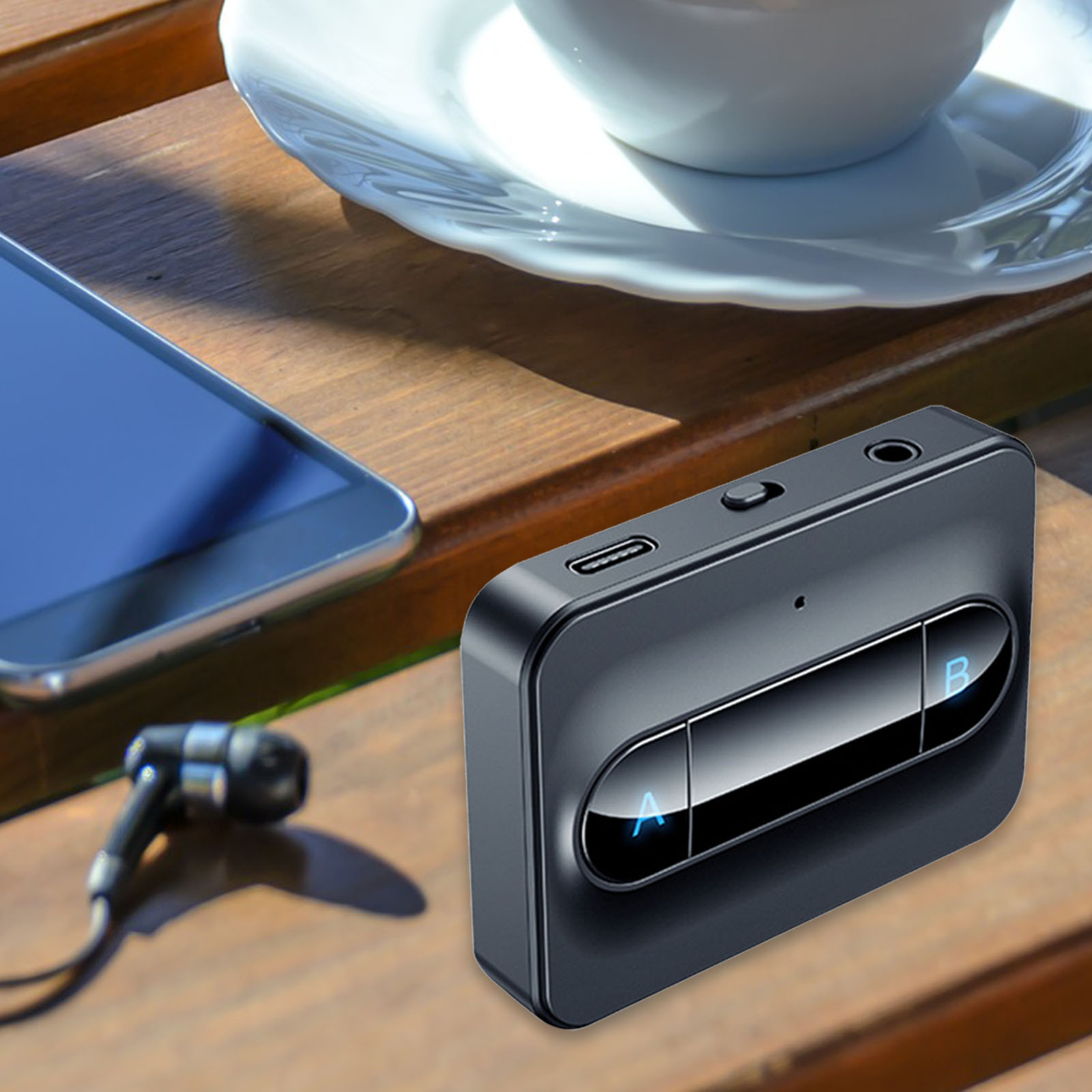 Bluetooth 5.0 Transmitter Rechargeable Adapter 3.5mm AUX CD Level Sound Quality Dual Link for Headphones PC 6 Hour Playtime