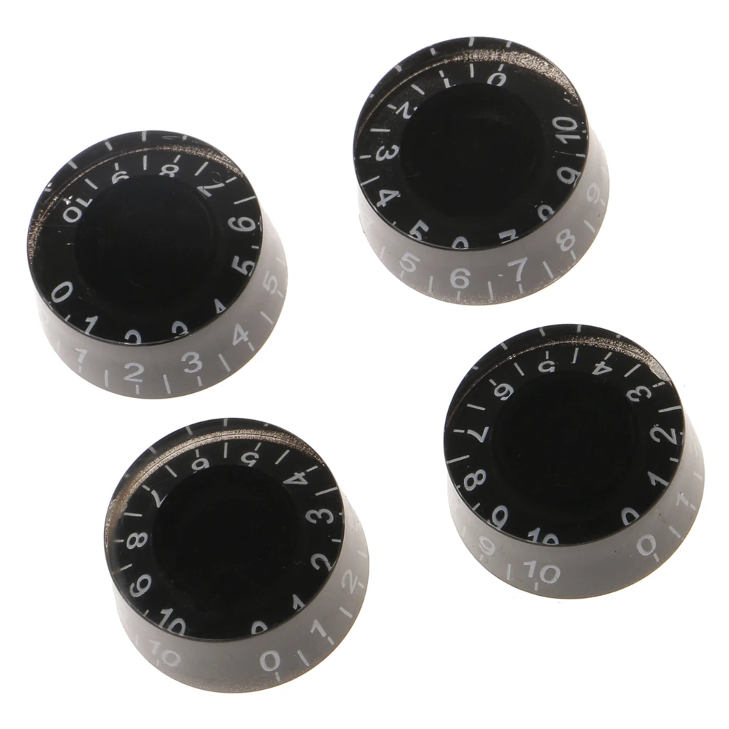 4 Pieces Volume Tone Control Knobs Tuning Dial Buttons Black for  Electric