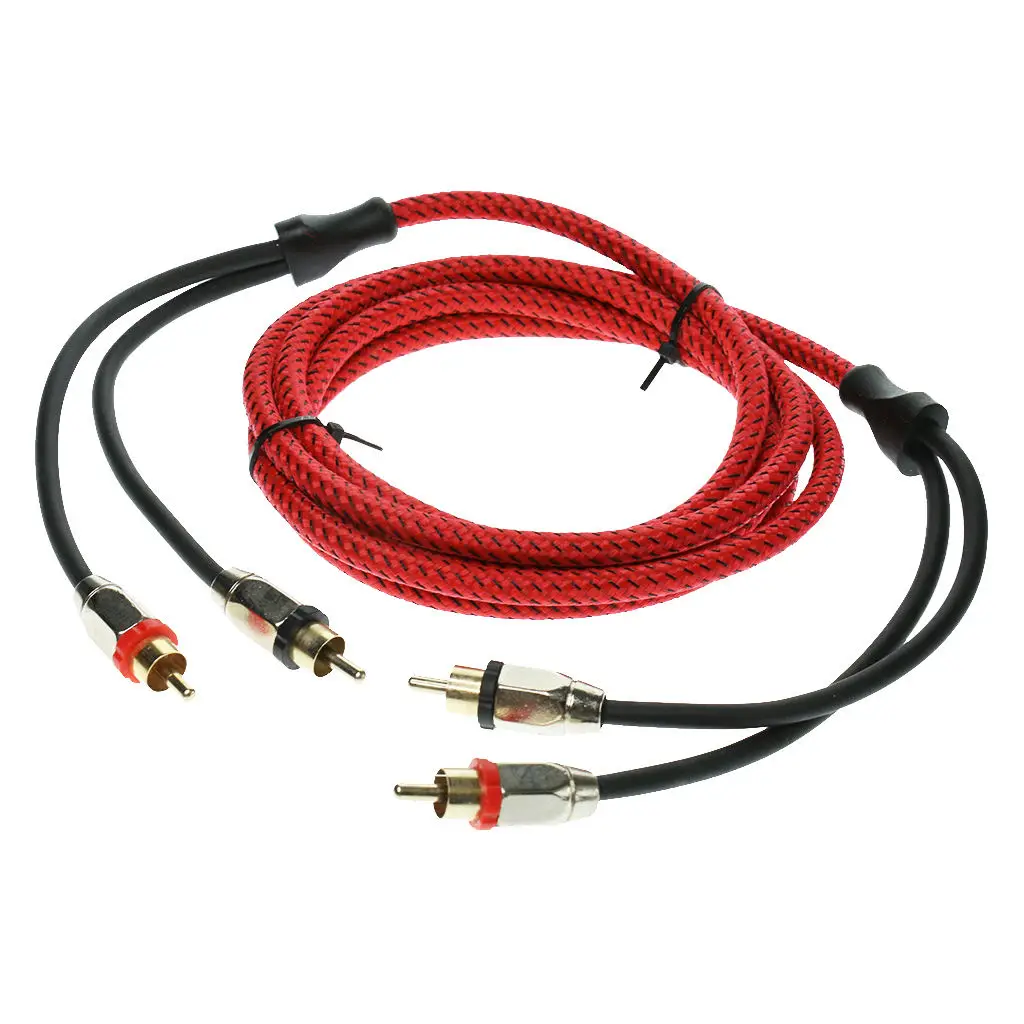 High Quality 2 Meters Male RCA Car Audio Power Cable Conversion Kit for DVD Player, Subwoofer, Digital Satellite Receivers
