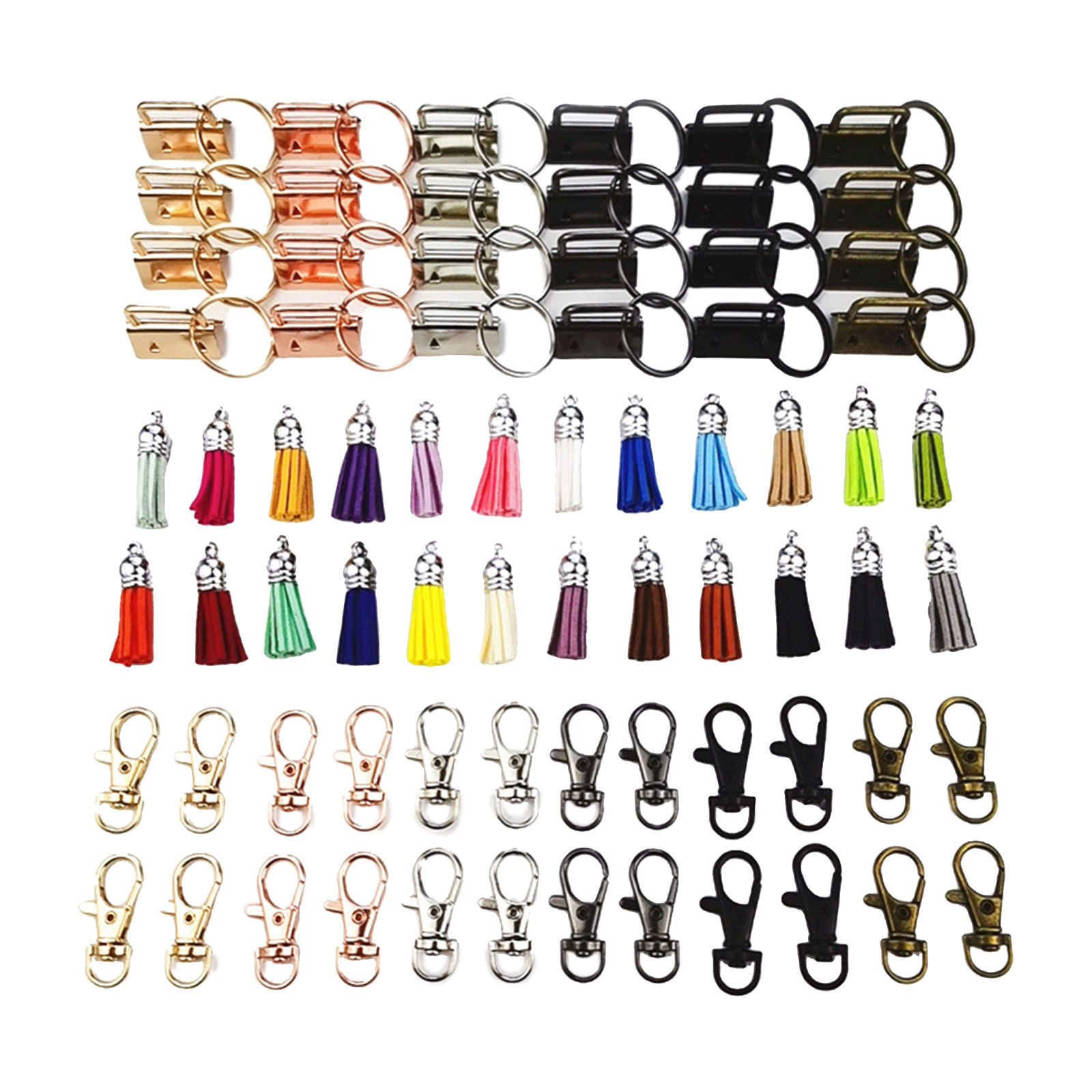 72 Pieces Key Fob Wrist Hardware Set with Key Rings 1 inch Keychain Tassels Swivel Snap Hooks for Wristlet Keychain Key Lanyard