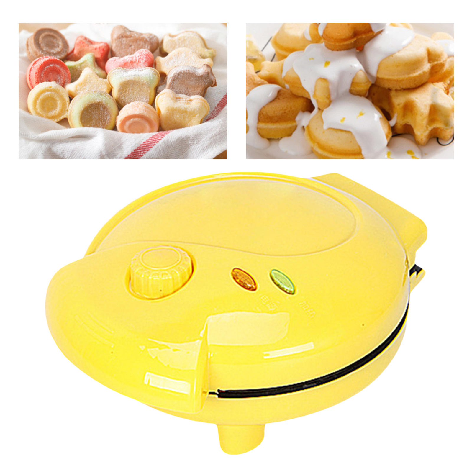 Multifunction Waffle Maker Easy Clean Pancake Cooking Cake Machine Double-Sided Heating Mini Cartoon Style for Kitchen Breakfast