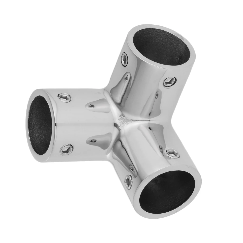 Polished Stainless Steel Marine Boat Hand Rail Fitting 3 Way Corner Elbow