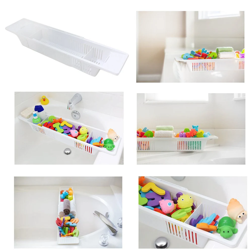 Chaos Bathtub Caddy Tray Plastic Bathtub Basket Shelf Rack Bath Toys Organizer Retractable Storage Rack 
