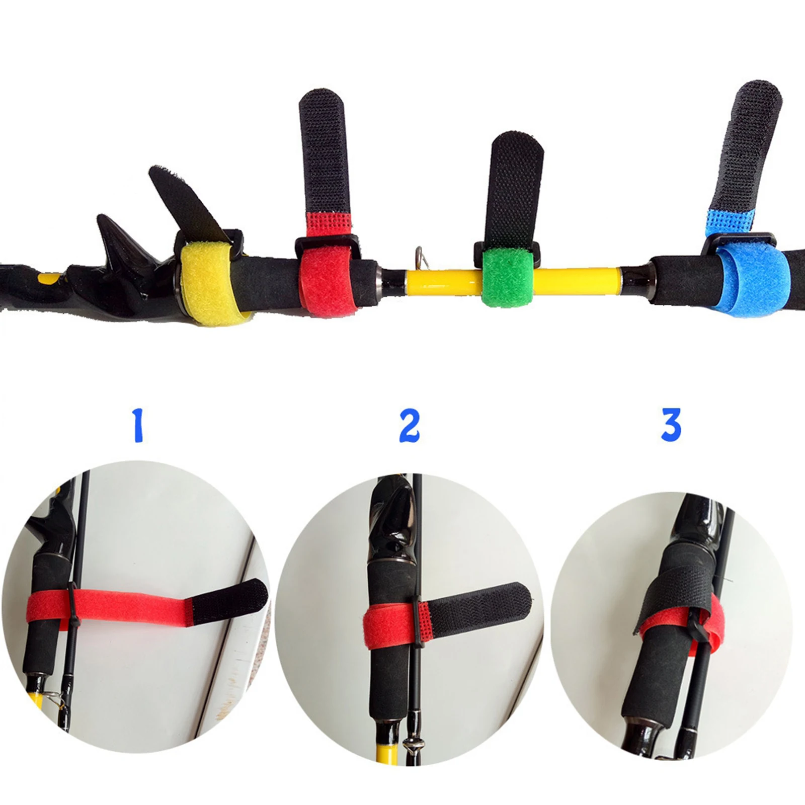 10Pcs Fishing Rod Tie Strap Belt Tackle Reusable Wrap Band Pole Holder Band Casting Spinning Rod Protecting Fishing Rod Bag