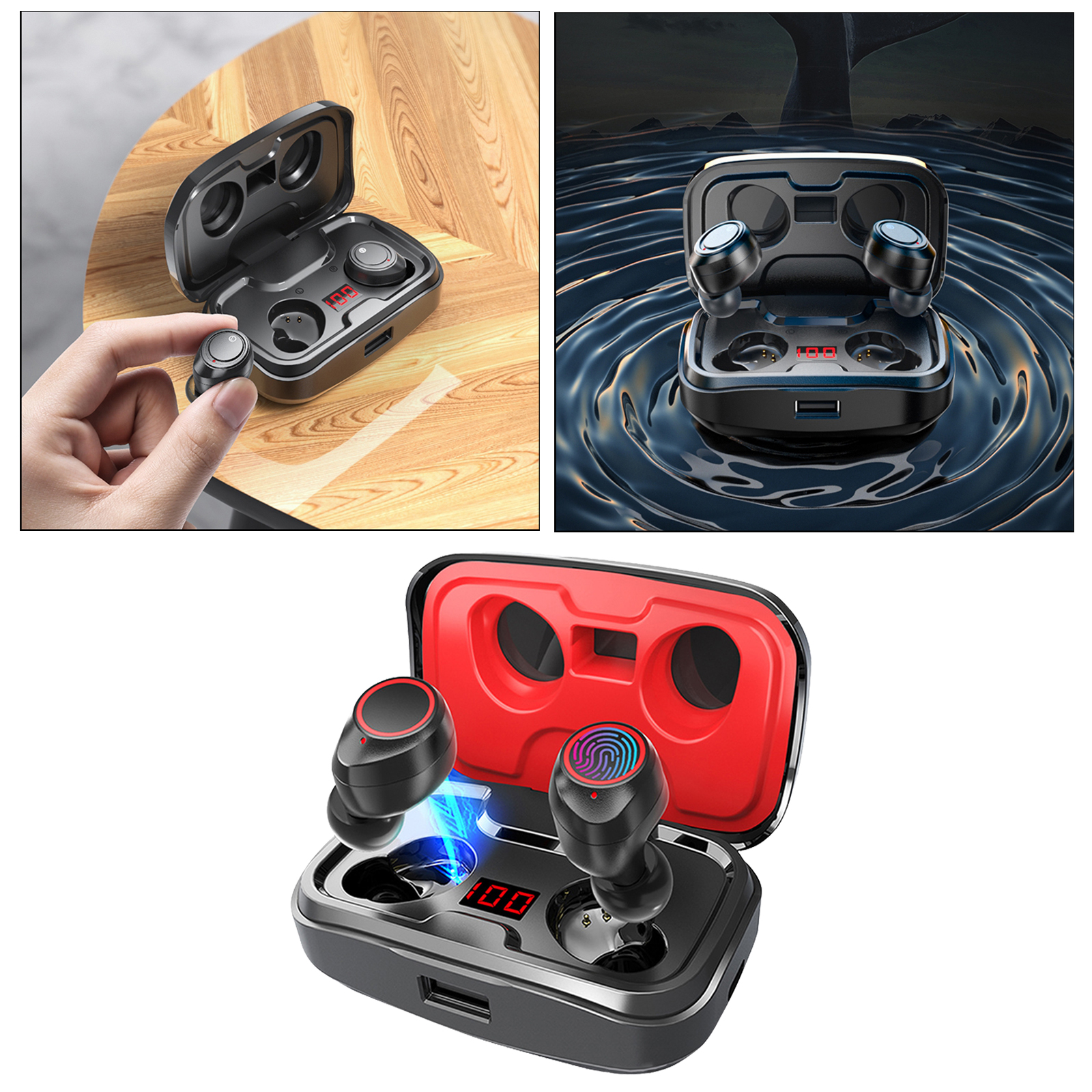 Waterproof Bluetooth TWS Earbuds Headphone Headsets Earphones 3500mAh w/Mic