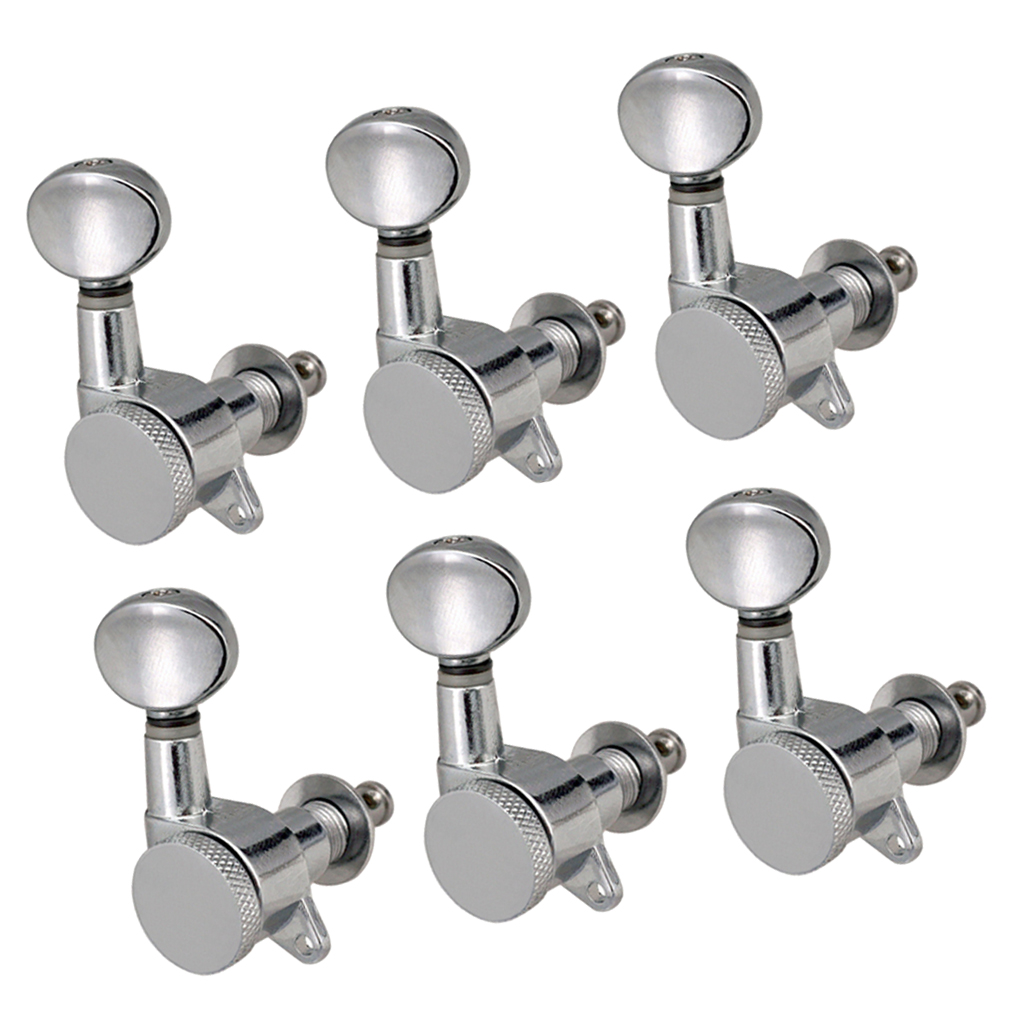 6 Pieces Guitar String Tuning Peg, Tuner Machine Heads Knobs - Locking String Set for Electric Guitar -Silver (6 for Right )