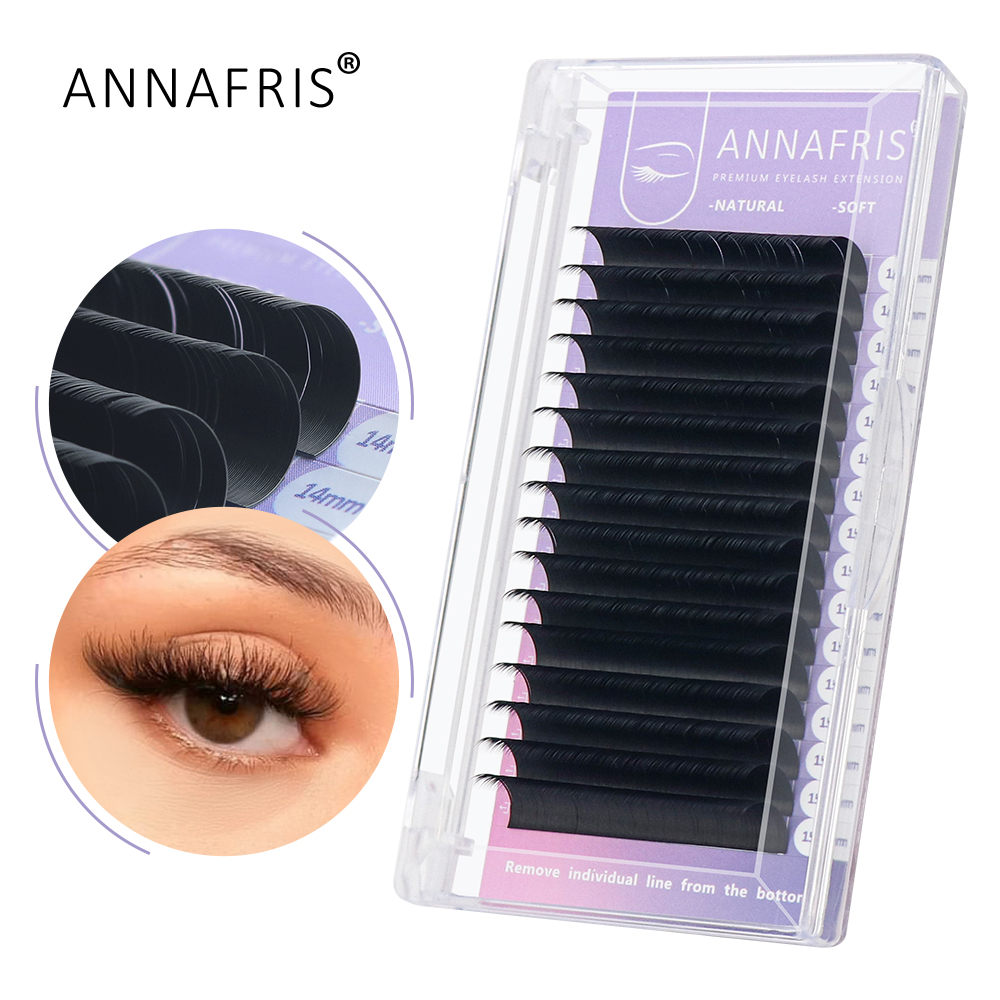 Best of ANNAFRIS Eyelash Extension C D Curl Individual Supplie Volume Faux Mink Lashes Natural Premium Matte Black 16rows / Tray Maquiagem Reviews & Tips