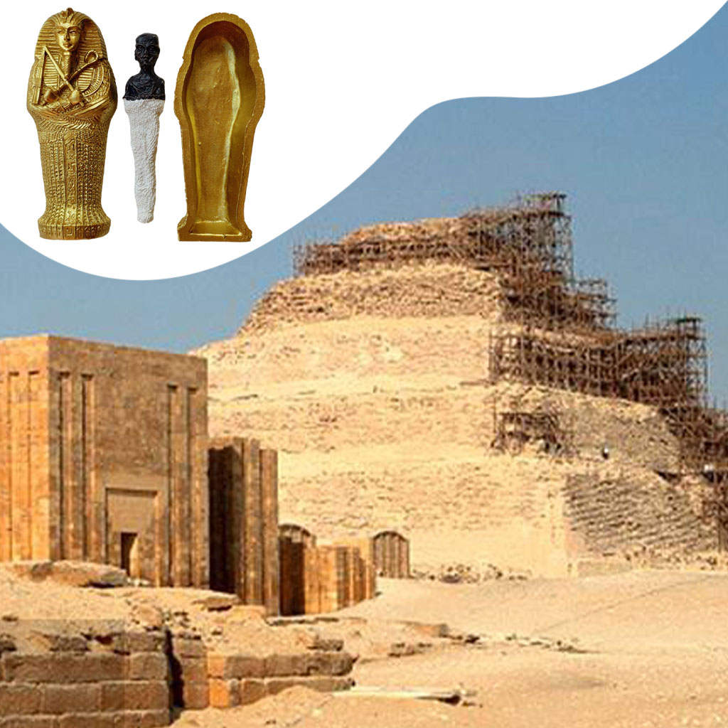 Ancient Egyptian Coffin Sarcophagus with Mummy Sculpture Figure Christmas Home Table Desktop Decor Gifts