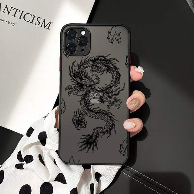 Dragon Phone Case iphone 13 12 11 matte transparent For 7 8 plus mini x xs xr pro max Clear Fashion Animal Pattern Cover Shell