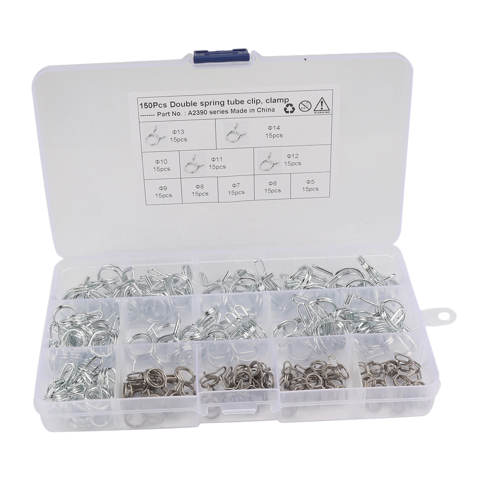 Set of 150 5-14mm Fuel Line Hose Spring Clips Clamps Assortment Kit Durable