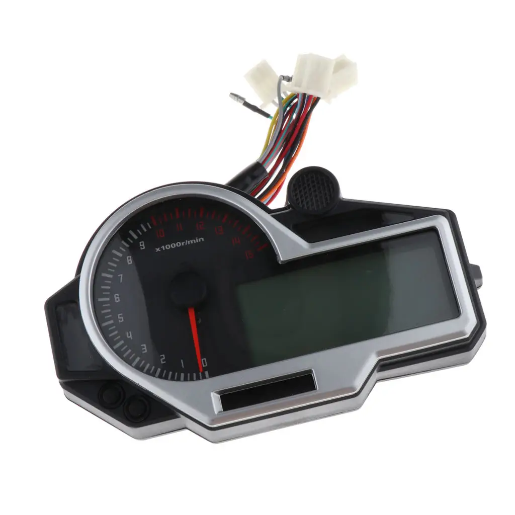 Universal Motorcycle 15000RPM Digital LCD Odometer Speedometer Tachometer 