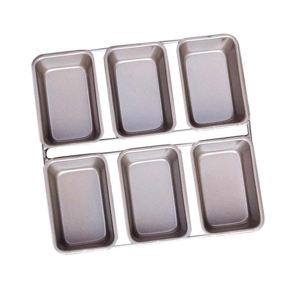 6 Cavity Metal Loaf Non Stick Pan Bakeware Mini Deserts Bread Baking Tin
